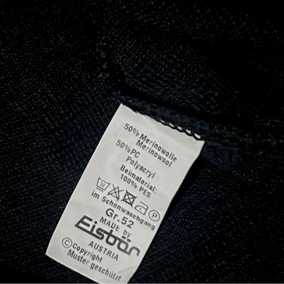 SOLD Eisbar Men’s Wool Full Zip Black Sweater Jacket Size Large (52 EU) - Picture 7 of 7